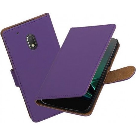 BestCases.nl Paars Effen booktype hoesje voor Motorola Moto G4 Play