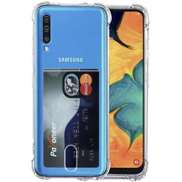 Samsung Galaxy A50 Card Backcover | Transparant | Soft TPU | Shockproof | Pasjeshouder | Wallet