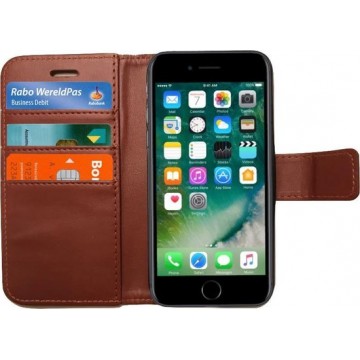 Hoesje voor Apple iPhone 7 Book Case Portemonnee - Cover voor 3 Pasjes Bruin