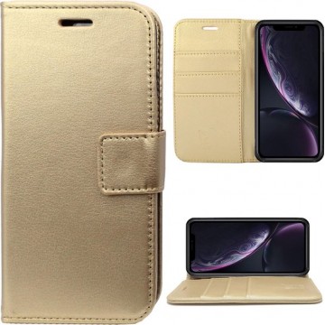 Lederen Hoesje Wallet voor Apple iPhone Xr Goud - Book Case Cover van iCall