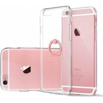 Transparant Hoesje voor Apple iPhone 6s / 6 Soft TPU Gel Siliconen Case met Ring Grip Rose Goud - van iCall