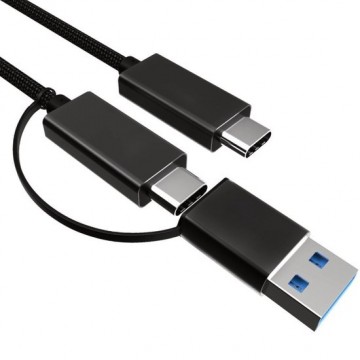 USB C kabel | C naar C | C naar A | Gen 2 | Nylon mantel | Zwart | 2 meter | Allteq