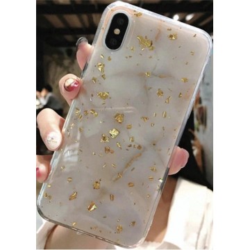 Apple iPhone XS MAX Backcover - Goud - Marmer hoesje - Siliconen