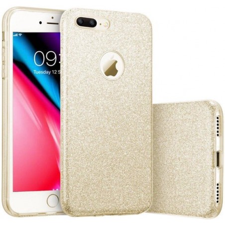 Apple iPhone 7 Plus - 8 Plus hoesje - Goud - Glitter - Soft TPU