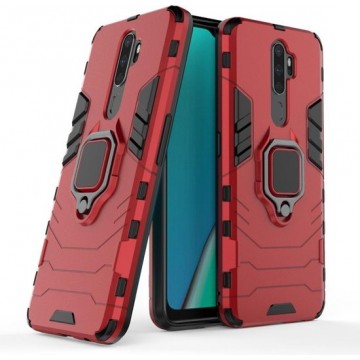 Oppo A9 2020 Robuust Kickstand Shockproof Rood Cover Case Hoesje