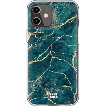 HappyCase Apple iPhone 12 en 12 Pro Hoesje Flexibel TPU Aqua Marmer Print