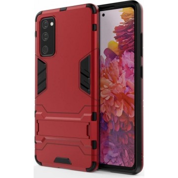 Samsung Galaxy S20 FE Hoesje Shock Proof Back Cover Met Kickstand Rood