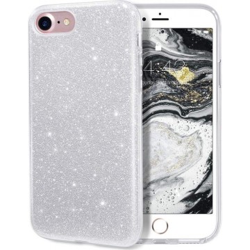 iPhone case Zilver Glitter voor iPhone 7+/iPhone 8+ - iphone 7 plus hoesje - iphone 8 plus hoesje - beschermhoes