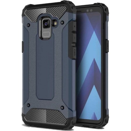 Samsung Galaxy A8 (2018) Hybride Hoesje Donker Blauw