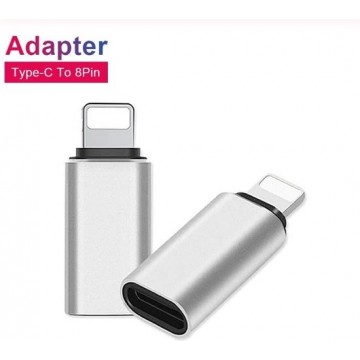DrPhone C5 - USB-C naar Lightning Adapter - Type-C Female naar Lightning/8pin Male - Zilver