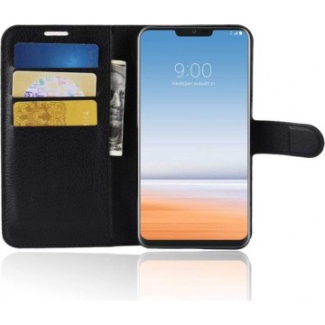 DrPhone LG G7 ThinQ Flipcover - Bookcase - Luxe booktype PU Lederen Portemonnee Case – Wallet Case met Kickstand – Zwart