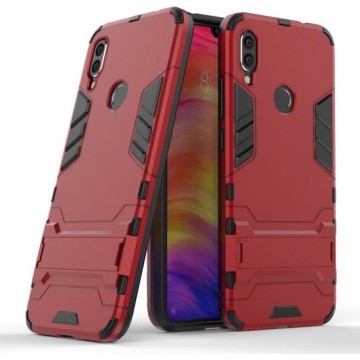 Xiaomi Redmi Note 7 Kickstand Shockproof Rood Cover Case Hoesje