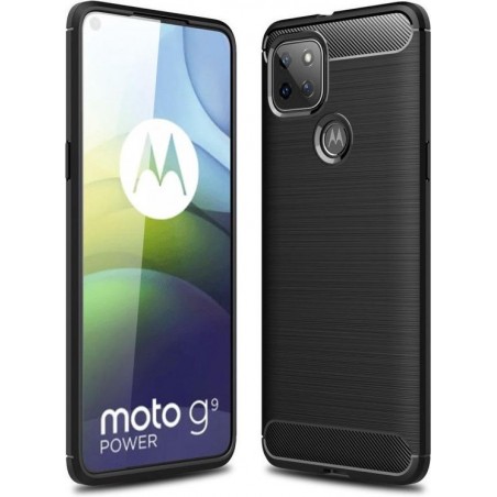 Motorola Moto G9 Power Hoesje Geborsteld TPU Flexibele Backcover Zwart