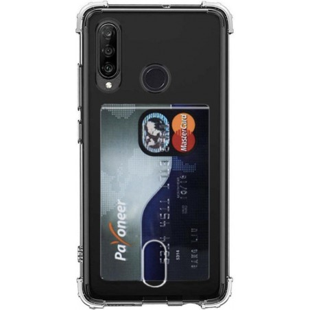 Huawei P30 Lite Card Backcover | Transparant | Soft TPU | Shockproof | Pasjeshouder | Wallet