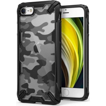 Ringke Fusion X Design Backcover iPhone SE (2020) / 8 / 7 hoesje - Camo Zwart