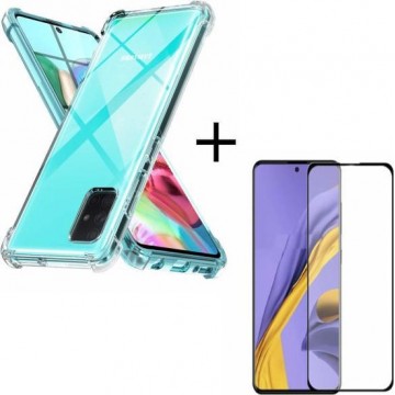 Samsung Galaxy A71 Transparant Siliconenhoesje + Tempered Glass