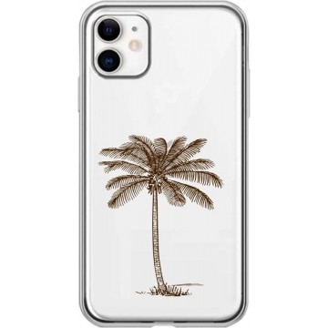 Apple Iphone 11 Transparant siliconen telefoonhoesje palmboom