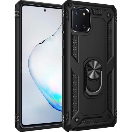 Samsung Galaxy Note 10 Lite Hoesje - Anti-Shock Hybrid Armor met Kickstand Ring - Zwart