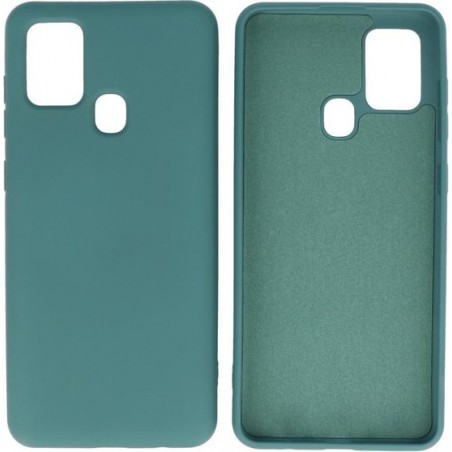 Fashion Color Backcover Hoesje voor Samsung Galaxy A21s Donker Groen