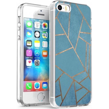 iMoshion Design voor de iPhone 5 / 5s / SE hoesje - Grafisch Koper - Blauw / Goud