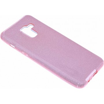 Samsung Galaxy A8 (2018) Roze Glitter TPU Back Cover Hoesje