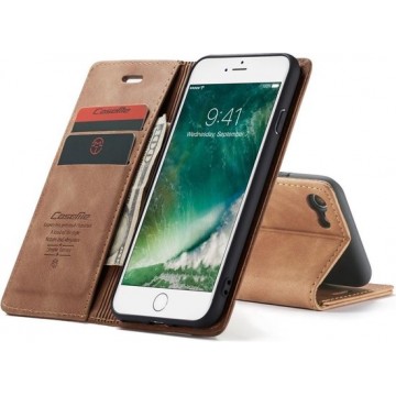 CASEME Retro Wallet Hoesje voor iPhone SE 2020 / iPhone 7/8 - Bruin