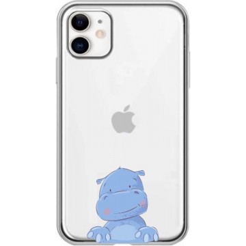 Apple Iphone 11 Siliconen telefoonhoesje transparant Nijlpaardje