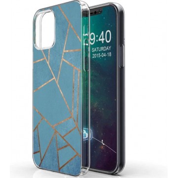Design voor de iPhone 12, iPhone 12 Pro hoesje - Grafisch Koper - blauw / oud