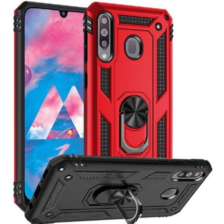 Motorola Moto G8 Power Rugged Ring Armor schokbestendige Hoesje rood