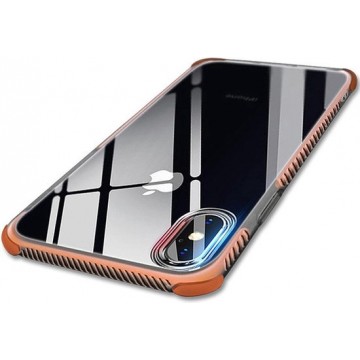 iPhone XR Hoesje TPU Bumper Oranje x Transparant - Shockproof Case