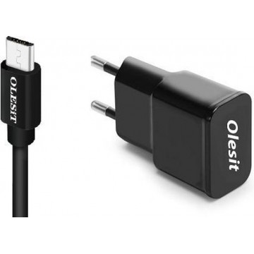 OLESIT 5V 2A 10W. 1 poort USB Oplader UNS-1538 + 1 Meter TYPE-C Kabel Zwart – Geschikt voor Samsung Modellen