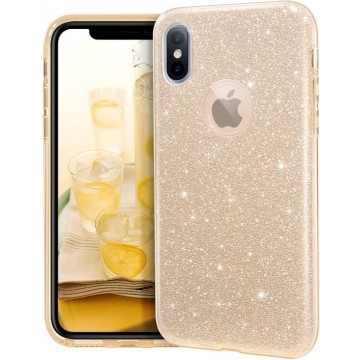 Apple iPhone XS Max hoesje - Goud - Glitter - Soft TPU