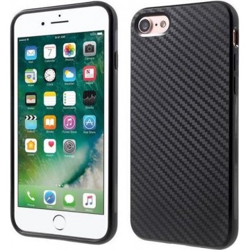 GadgetBay Carbon Fiber iPhone 7 8 TPU hoesje zwarte opdruk
