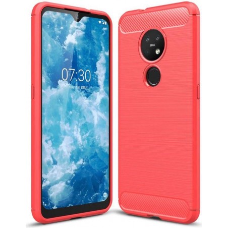 Nokia 7.2 Geborsteld TPU Hoesje Rood