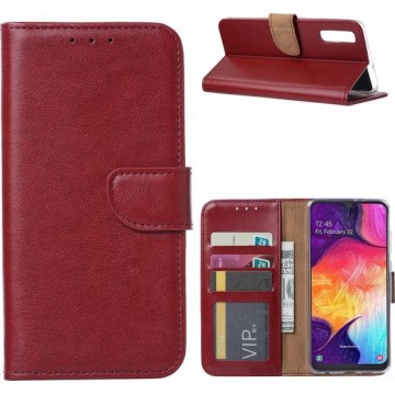 Ntech Samsung Galaxy A50 Portemonnee Hoesje / Book Case - Bordeaux Rood