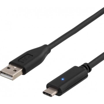 Deltaco USBC-1002 USB-C naar USB-A kabel - 480 MBps - 0.25 meter - Zwart