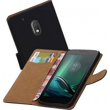 Bookstyle Wallet Case Hoesjes voor Moto G4 Play Zwart