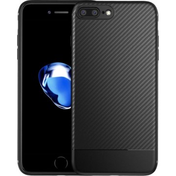 Luxe Carbon case voor Apple iPhone 7 - iPhone 8 - hoogwaardig zacht TPU soft cover -  Matte finish - Extra stevig zwart hoesje