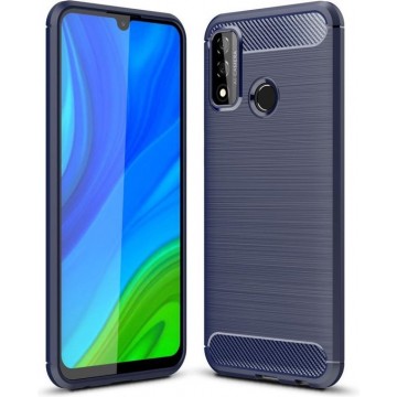 Huawei P Smart 2020 Carbone Brushed Tpu Blauw Cover Case Hoesje
