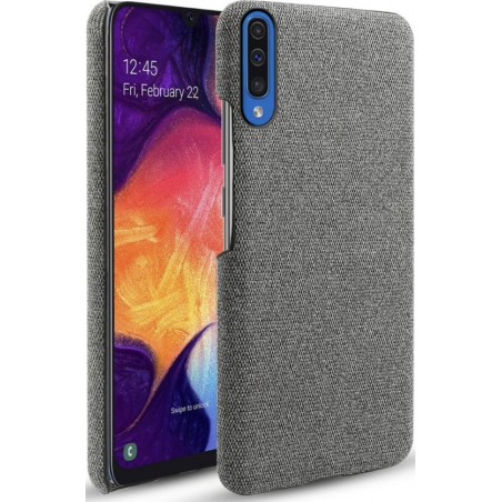 Samsung Galaxy A70 Backcover - Grijs - Stof textuur canvas