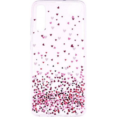 Shop4 - Samsung Galaxy A30s Hoesje - Zachte Back Case Hartjes Transparant