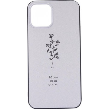 Shop4 - iPhone 12 Hoesje - Back Case "Bloom with grace." Wit
