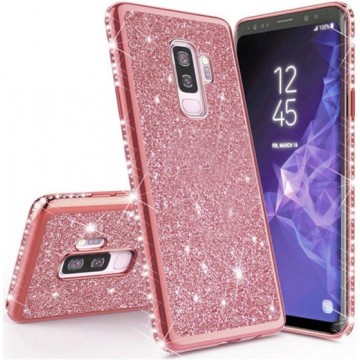 Luxe Glitter Back cover voor - Samsung Galaxy S9 - Roze - Bling Bling Cover - TPU Case