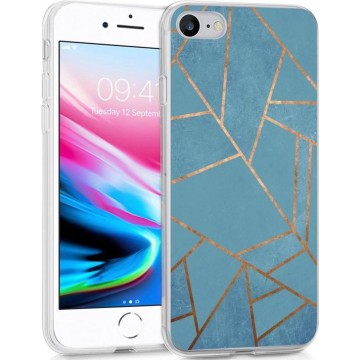 iMoshion Design voor de iPhone SE (2020) / 8 / 7 / 6s hoesje - Grafisch Koper - Blauw / Goud