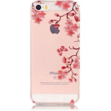 GadgetBay Bloesem TPU iPhone 5 5s SE hoesje cover - Doorzichtig - Bloemtakken - Bloemen