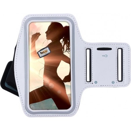 Iphone 11 Pro Sportband hoes Sport armband hoesje Hardloopband hoesje Wit Pearlycase