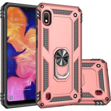 Samsung Galaxy A10 Hoesje - Anti-Shock Hybrid Armor met Kickstand Ring - Roségoud