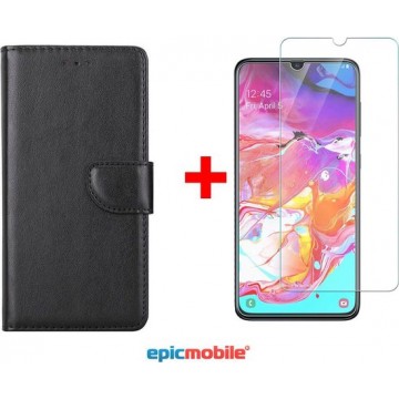 Epicmobile - Samsung Galaxy A40 Boek Hoesje  + Screenprotector – Voordeelpack - Zwart