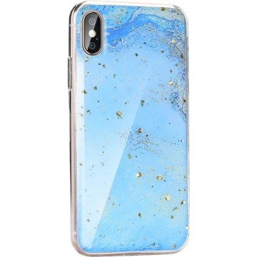 Forcell MARBLE Case voor iPhone X/ Xs - glitter blue