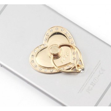 Luxe Ring vinger houder goudkleurig hart met Rhinestone steentjes
